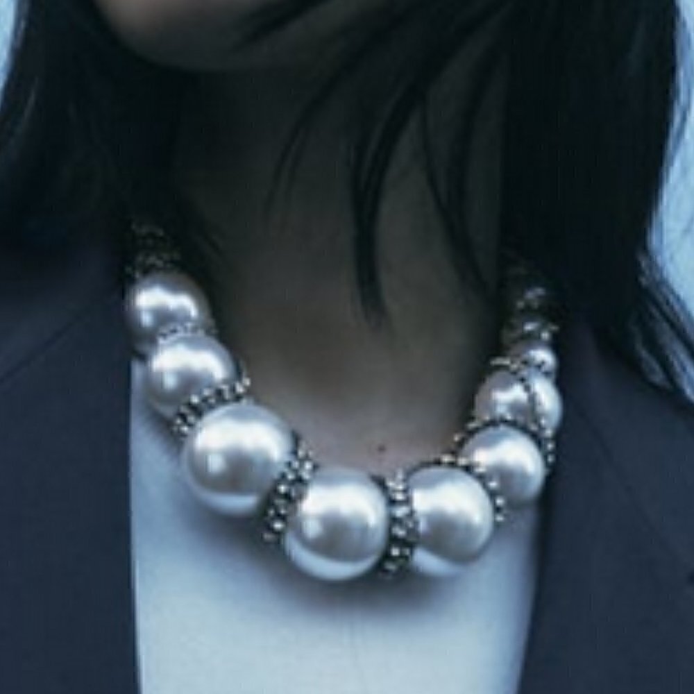 Glamorous Rhinestone & Faux Pearl Decor Chain Necklace